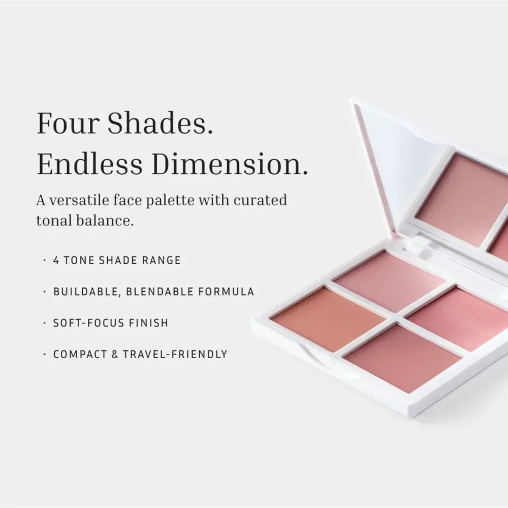 NIB Lithe Sunset Matte 4-Tone Blush Palette & Essential Face Brush Bundle